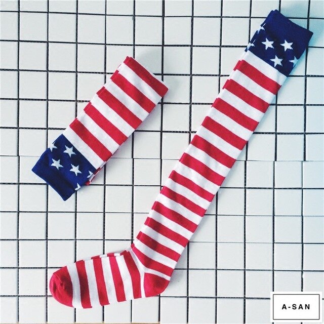 United States Flag Knee Socks - Female