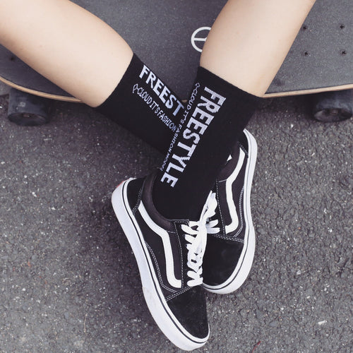 Simple Letter Cotton Socks - Unisex