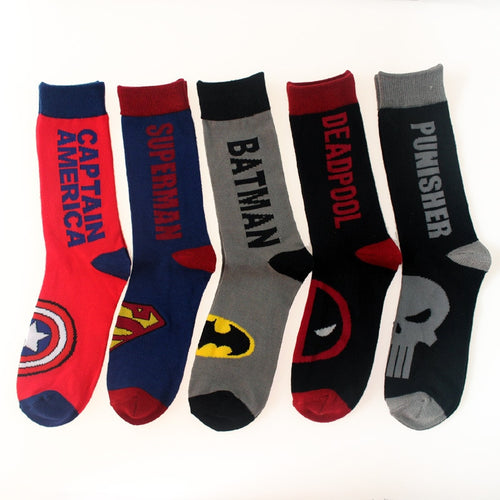 Captain America - Superman - Deadpool... Socks - 5 Pairs