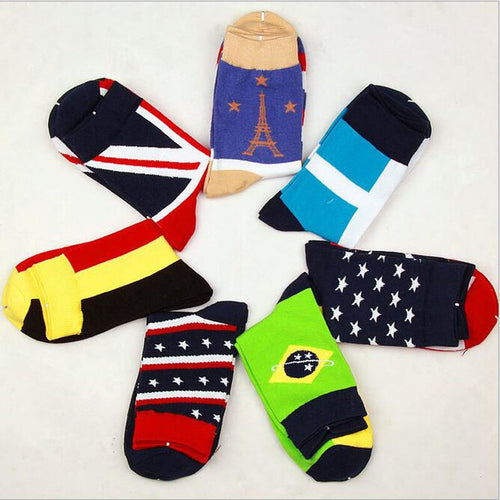 Cotton Men's World Flag Socks - 5 Pairs